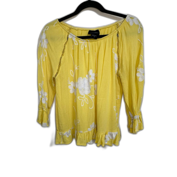 Liv Los Angeles Anthropologie Sautache Floral Peasant Top with Peplum Size S - Picture 1 of 6